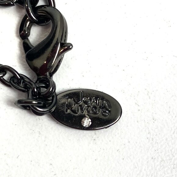 JOAN RIVERS Necklace Orange Coral Crystals Black Chain Whimsigoth Witchy 20” Adj - Picture 3 of 4